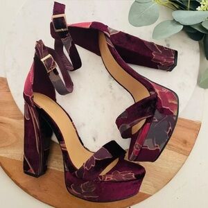 Floral Velvet Platform Heels